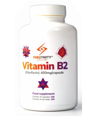 FuelFinity - Premium Vitamin B2 Riboflavin 400mg per Capsule - 120 Days Supply - Highest Manufacturing Standards- no additives - Vegan 120 count (Pack of 1) - Buy Online on GoSupps.com