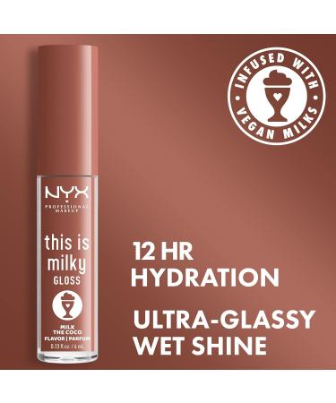 Nyx Professional Makeup Milky Gloss Lip Gloss - 12 Hour Hydration Vegan, Milk The Coco (Dark Chocolate) Milkshakes - Buy Online on GoSupps.com