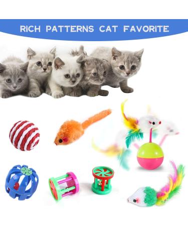Wefine 20 Pcs Cat Toys for Indoor Kitten Collapsible Cat Tunnel for Indoor Cat Interactive Cat Feather Wand Ball Spring Mice Toy for Cat Puppy Kitty Kitten 20pcs Rainbow - Buy Online on GoSupps.com