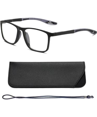 Hubeye TR90 Sport Reading Glasses for Men & Women - Flexible Anti-Blue Light Computer Glasses High-Quality Comfort Black/Gray 1.0 Diopters - Buy Online on GoSupps.com