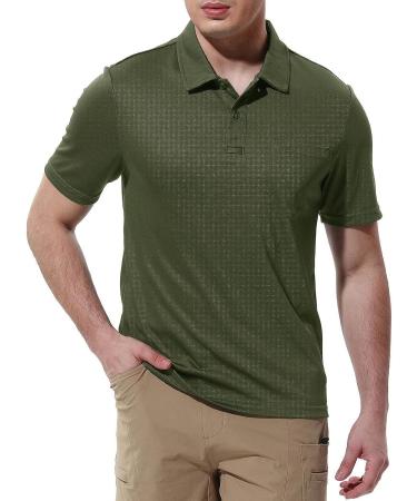 Rdruko Men's Short Sleeve Polo Shirt with Pocket | Quick Dry Golf & Sports Shirt N-Army Green - XXL - Buy Online on GoSupps.com