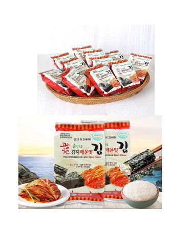Korean Kimchi Spicy Seaweed Snacks - 12 Individual Packs, 100% Natural & Healthy Roasted Nori Snack by Unha's Asian Snack Box - Buy Online on GoSupps.com