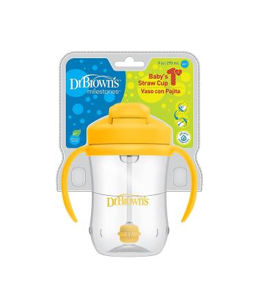 Dr. Brown's Milestones Baby's First Straw Sippy Cup 6m+ 9 oz Vintage Yellow - Buy Online on GoSupps.com