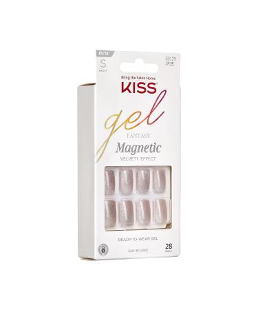 KISS Gel Fantasy Magnetic Gel Nails - Dignity Blue Short & Square | Waterproof, Chip & Smudge Proof | Easy Application | Includes Mini File | 28 Count - Buy Online on GoSupps.com