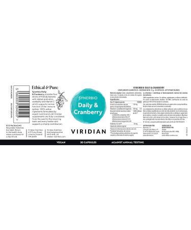 Viridian Synbiotic Daily Plus Cranberry 30 caps - Buy Online on GoSupps.com