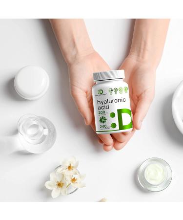 Hyaluronic Acid 200mg Capsules - 240 Count | 4 Month Supply, 95%+ Purity, Plant-Based - Supports Joint Health, Bone Strength & Skin Hydration - Buy Online on GoSupps.com