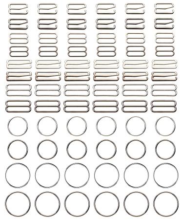 Tupalizy Metal Bra Strap Hooks for Sewing Bikini Halter Tops Bathing Suit  Clips Lingerie Swimsuit Adjustment Slides, 60PCS Silver 12mm, 20mm, 24mm