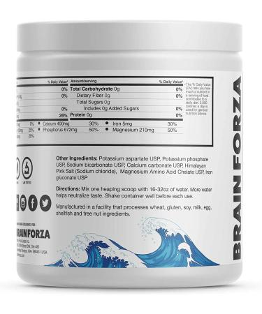 Brain Forza Super Fast Keto Electrolytes - Premium No Sugar Formula with Potassium, Sodium, Magnesium, Calcium, Iron & Pink Himalayan Salt - 30 servings, 8.46 oz (Unflavored) - Buy Online on GoSupps.com