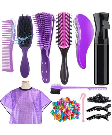 13Pcs Detangling Brush Set for Kids  No Pain Detangling Kids Curly Hair Brush Set For Afro America/African Hair 3a to 4c Texture  with Kids Barber Cape & 100pcs Hair Braid Rings Clips