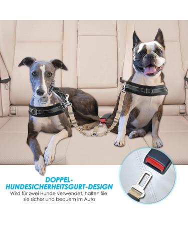 Slowton 2-in-1 Dog Car Seat Belt - Durable Elastic Adjustable & Reflective for Medium Dogs - Hogling-Free Beige Safety Belt - Buy Online on GoSupps.com