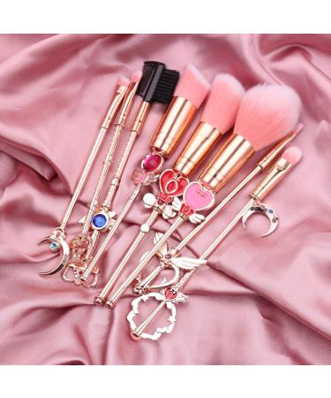 Sailormon 8pcs Makeup Brushes Set with Pink Drawstring Bag - Professional Cosmetic Tool Kit for Beauty Enthusiasts - Buy Online on GoSupps.com