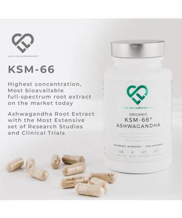 Organic Ashwagandha KSM-66 500mg | 5% Withanolides & Bioperine | 60 Vegan Capsules - Buy Online on GoSupps.com