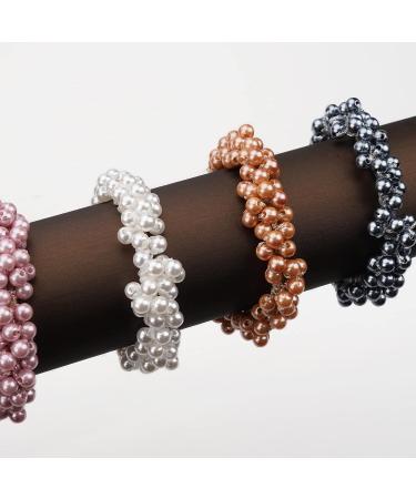 6pcs Pearl Hair Tie Elastic Beaded Scrunchies for Women and Girls - Buy Online on GoSupps.com