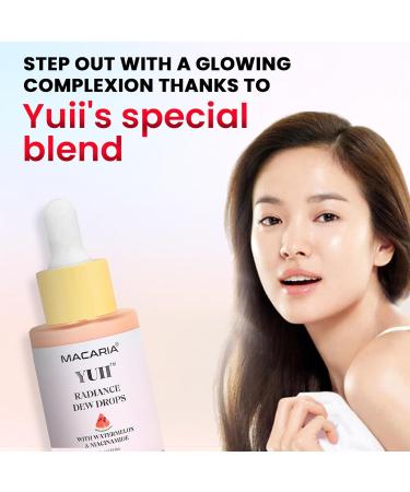  MACARIA YUII Glow+ Juicy Dew Drops with Watermelon and Niacinamide | For Instant Glowing Skin | Highlighter | Illuminating Face Serum for Glossy Finish (Japanese Recipe) - Buy Online on GoSupps.com