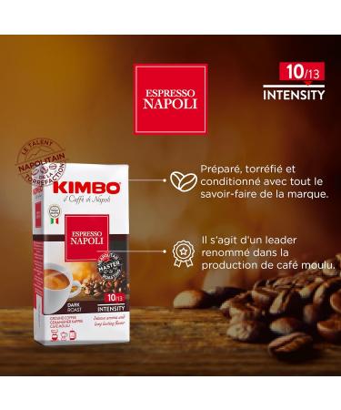 Kimbo Espresso Napoli Ground Coffee | Dark Roast Intensity 10/13 | Intense Aroma & Long-Lasting Flavour | Roasted Blended and Made in Italy | Perfect for Espresso & Moka Pot | 250g / 8.8oz (Pack of 20) - Buy Online on GoSupps.com