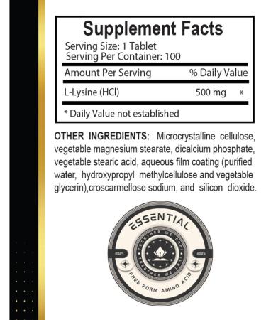 L-LYSINE SUPPLEMENT AMINO ACIDS - support Lip and Skin Health energy booster Helps Your Body Control the Acid Immune Support - Gluten Free Protein synthesis - 1 Bottle 100 Counts - Buy Online on GoSupps.com