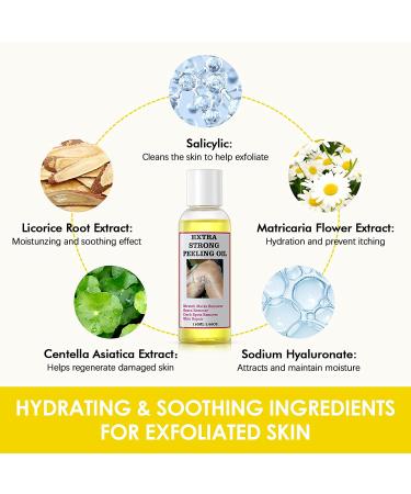 Yellow Peeling Oil for Dark Skin - Strong Extra Strength Exfoliating Solution with Salicylic Sodium Hyaluronate - 110ML/3.66 OZ - Buy Online on GoSupps.com