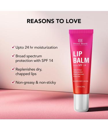 Botanic Hearth Raspberry Lip Balm SPF | Moisturizing Lip Care with Jojoba Oil & Vitamin E | Soothes Dry Chapped Lips | 0.3 oz - Buy Online on GoSupps.com