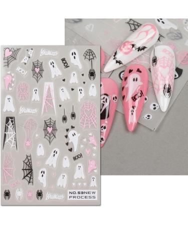 JMEOWIO 6 Sheets Halloween Nail Art Stickers Decals Self-Adhesive Cute Pumpkin Skull Horror Ghost Witchy Spider Web Bat Spook Nail Supplies Nail Art Design Decoration Accessories - Buy Online on GoSupps.com