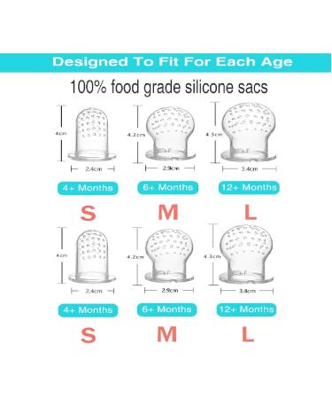 Baby Food Feeder Fresh Food - 2 Pack Fruit Feeder Pacifier Set | 6 Silicone Pacifiers | Baby Feeding Spoon | Teething Toy - Light Blue - Buy Online on GoSupps.com
