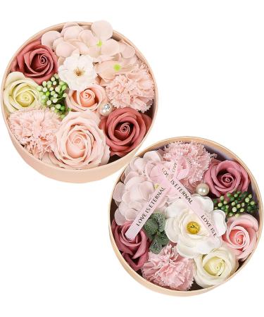 Soap Flowers Gift Box for Mothers Day Gifts Romantic Roses Soap Flowers Box with Greeting Card Round Bath Flowers Box Beautiful Gift for Women Valentines Anniversary Day StyleA - Buy Online on GoSupps.com