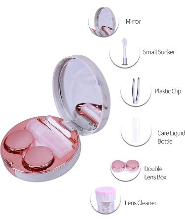 Marble Contact Lens Case Kit with Mirror and Tweezers - Rose Gold | Portable Travel Kit for Outdoor and Office Use - Buy Online on GoSupps.com