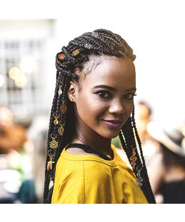 Dreadlock Jewelry Set - 241PCS Gold Beads, Rings, Cuffs, Clips for Women's Hair Braids - Hair Decorations and Accessories - Buy Online on GoSupps.com