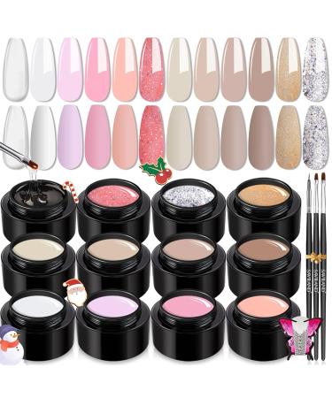 SAVILAND Builder Nail Gel Set - 12 Colors Hard Gel for Professional Nail Art & Home DIY - Nudes Pink Glitter Soak-off UV Gels - Buy Online on GoSupps.com