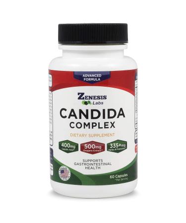 Candida Cleanse Detox Caprylic Acid Supplement - 60 Capsules - with Oregano Extract, Probiotics, Enzymes, & Other Extracts - 30 Day Supply