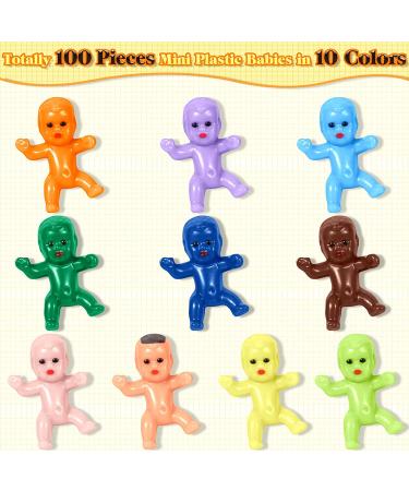 Selizo 100pcs Mini Plastic Babies Small King Cake Figurines for Baby Shower Games Bulk Pack in 10 Colors 100 Pieces - Buy Online on GoSupps.com