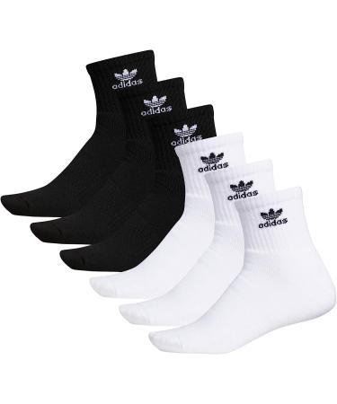 adidas Originals Trefoil Quarter Socks (6-Pack) Medium White/Black - Buy Online on GoSupps.com