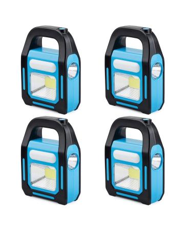 4 Pack 3 in 1 Solar USB Rechargeable Brightest COB LED Camping Lantern Charging for Device Waterproof Emergency Flashlight LED Light