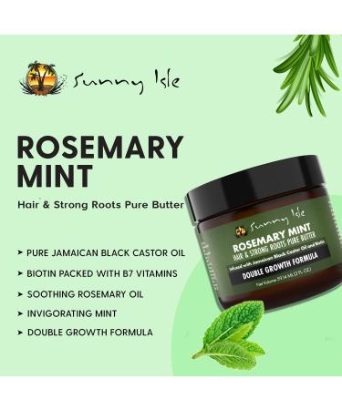 Sunny Isle Rosemary Mint Hair and Strong Roots Butter 2oz Infused with Biotin & Jamaican Black Castor Oil Dry Scalp Split Ends & All Hair Types - Buy Online on GoSupps.com