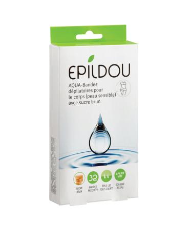Epildou - Softepil lot de 32 bandes d pilatoires pour le corps (peau sensible) avec sucre brun naturel soluble l'eau pour nettoyer facilement les r sidus