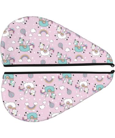 Hair Towel Wrap - Quick Drying Towel Turban with Button | Llama Unicorn Rainbow Design | Perfect for All Hair Types - Buy Online on GoSupps.com