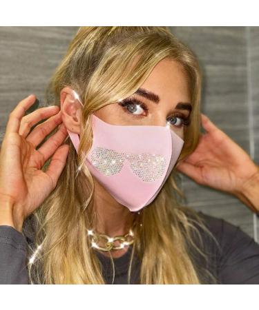 Abien Sparkly Crystal Face Mask - Pink Glitter Face Cover for Women & Girls | Outdoor & Nightclub Use - Buy Online on GoSupps.com