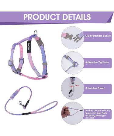 TIESOME Cat Harness and Leash Set Adjustable Gradient Kitten Harness Escape Proof Harness with Leash for Kitty Outdoor Walking (Gradient Purple) - Buy Online on GoSupps.com