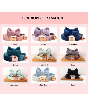 Cat Collar Personalised with Name Tag and Phone Number Engraved for Kitten Puppy (Velvet Rose Gold) - Buy Online on GoSupps.com