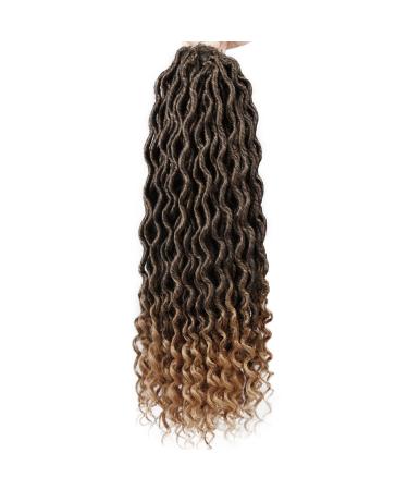 Goddess Locs Crochet Hair - 6 Packs 20 Inch Wavy Faux Locs Crochet Hair for Black Women Ombre Faux Locs Crochet Hair with Curly Ends Synthetic Braids Hair Extensions (20Inch T1B-27) 20 Inch (Pack of 6) T1B-27
