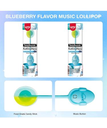 Amos TastySounds Blueberry Candy Lollipop 16g | Individually Wrapped Audio Music Lollipop - Buy Online on GoSupps.com