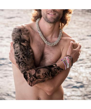 Large War Soldier Temporary Tattoo Sleeves - Patriotic Warrior Full Arm Sleeves for Men and Women - 6-Sheet Set - Buy Online on GoSupps.com