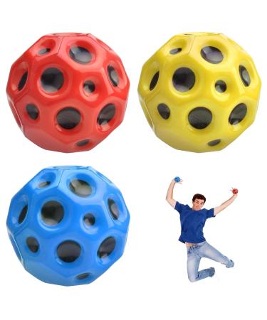Xinchen 3 pieces moon ball high jumping rubber ball bounce ball high jump rubber ball space ball moonball high bounce hole ball moonball lavall bounce ball bouncing ball for children.