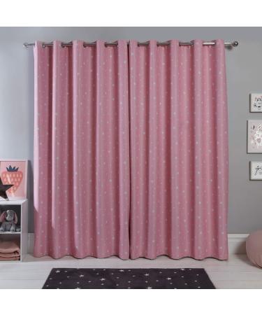 Dreamscene Star Blackout Curtains for Kids Bedroom Pair of Eyelet Thermal Panels - Blush Pink - 46" x 72" Blush Pink 46" wide x 72" drop - Buy Online on GoSupps.com
