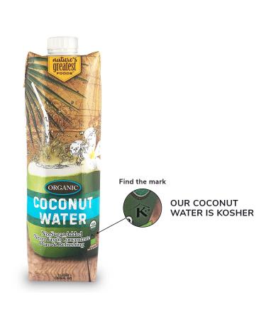 Nature's Greatest Foods Organic Coconut Water - USDA Organic Certified, No Sugar Added, Pure & Refreshing - 33.8 fl oz (Pack of 6) - Buy Online on GoSupps.com