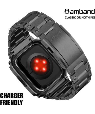 amBand Stainless Steel Apple Watch Case and Band 45mm - Rugged Luxury Metal Cover for Men - Buy Online on GoSupps.com