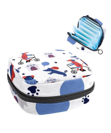GIAPB Period Bag Sanitary Napkin Storage Bag Period Pouch Travel Makeup Bag Cartoon Dogs and House Color4546