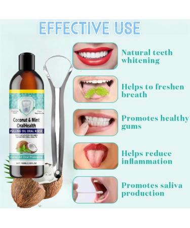 Dyiouxin Coconut Oil for Pulling and Teeth Oral Coconut Mouthwash 100ml Mouthwash with Scraper - Buy Online on GoSupps.com
