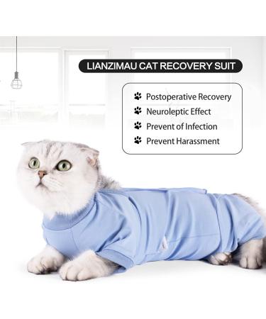 Lianzimau Katzenbody - Post-Surgery Cat Body Suit Long Sleeve E-Collars Alternative Blue Size M (1 Pack) | International Shipping - Buy Online on GoSupps.com