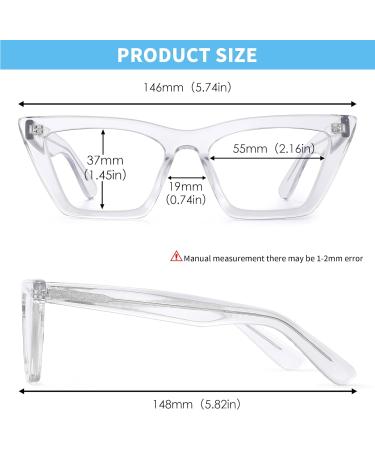 GLINDAR Cat Eye Blue Light Blocking Glasses | Vintage Narrow Square Acetate Eyewear | Stylish Computer Glasses 55mm - Buy Online on GoSupps.com