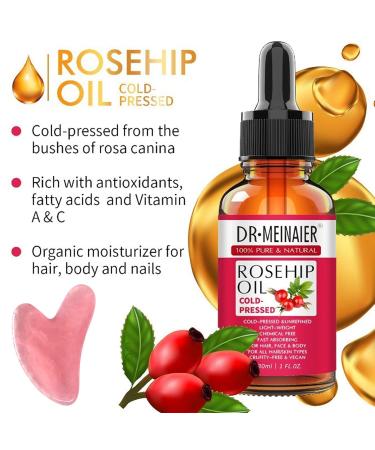 2Pcs Hydrating Facial Skincare Set | Rosehip Seed Oil & Gua Sha Tool for Radiant Skin | Organic Vitamin A Facial Oils - Buy Online on GoSupps.com